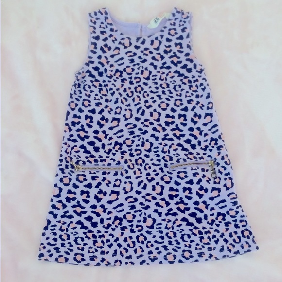 H&M Girls 2-4 years purple leopard shift dress - Picture 1 of 4